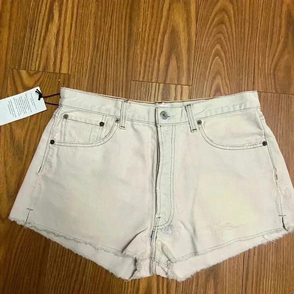 NWT Redone RE/DONE Levi Levi's Edition 'The Short' Denim Shorts Light Pink - Picture 2 of 7